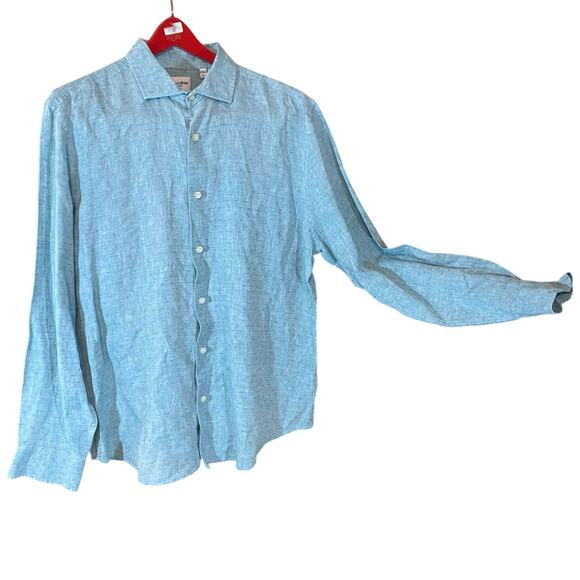 Murano Baird McNutt 100% Linen Button Up Shirt Blue Long Sleeve Men’s Large - Picture 1 of 7